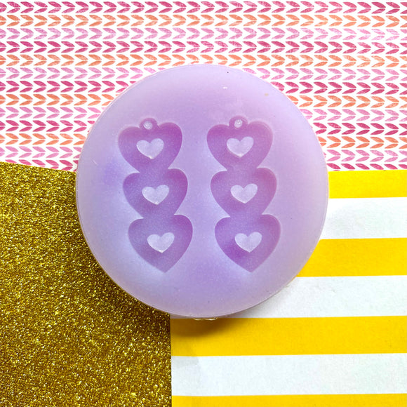 Triple Heart Narrow Silicone Mould