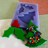 Brooch/Badge Mistletoe & Tree Silicone Mould