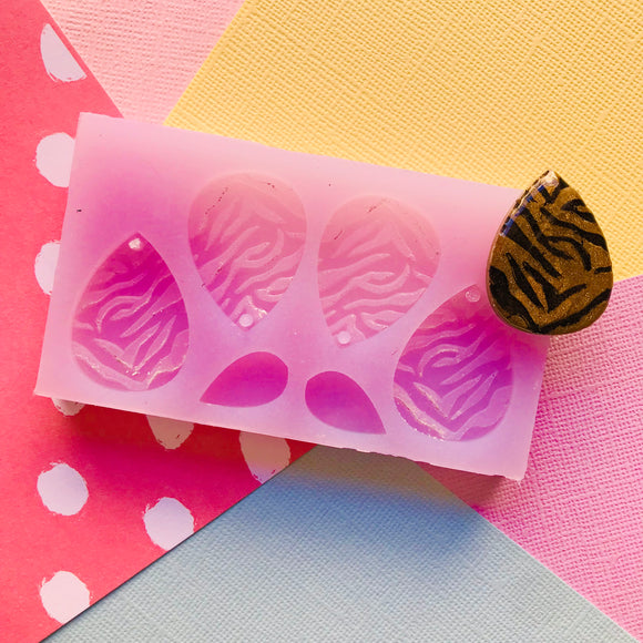 Etched Zebra Small Teardrop Silicone Mould